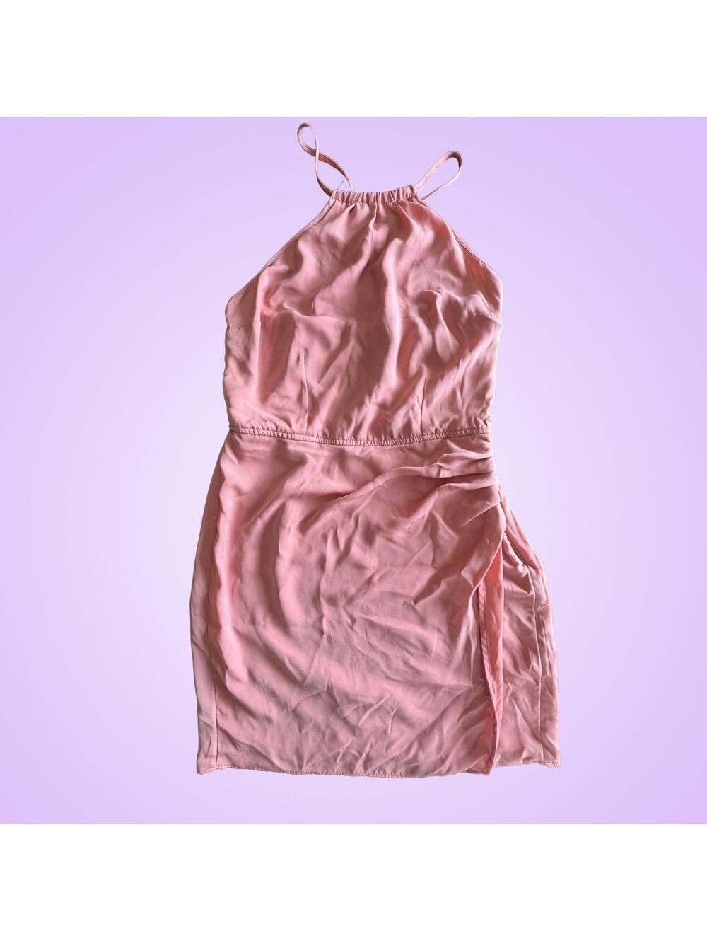 Abercrombie & Fitch Pink Halter Wrap Mini Dress Size Small | Side Slit